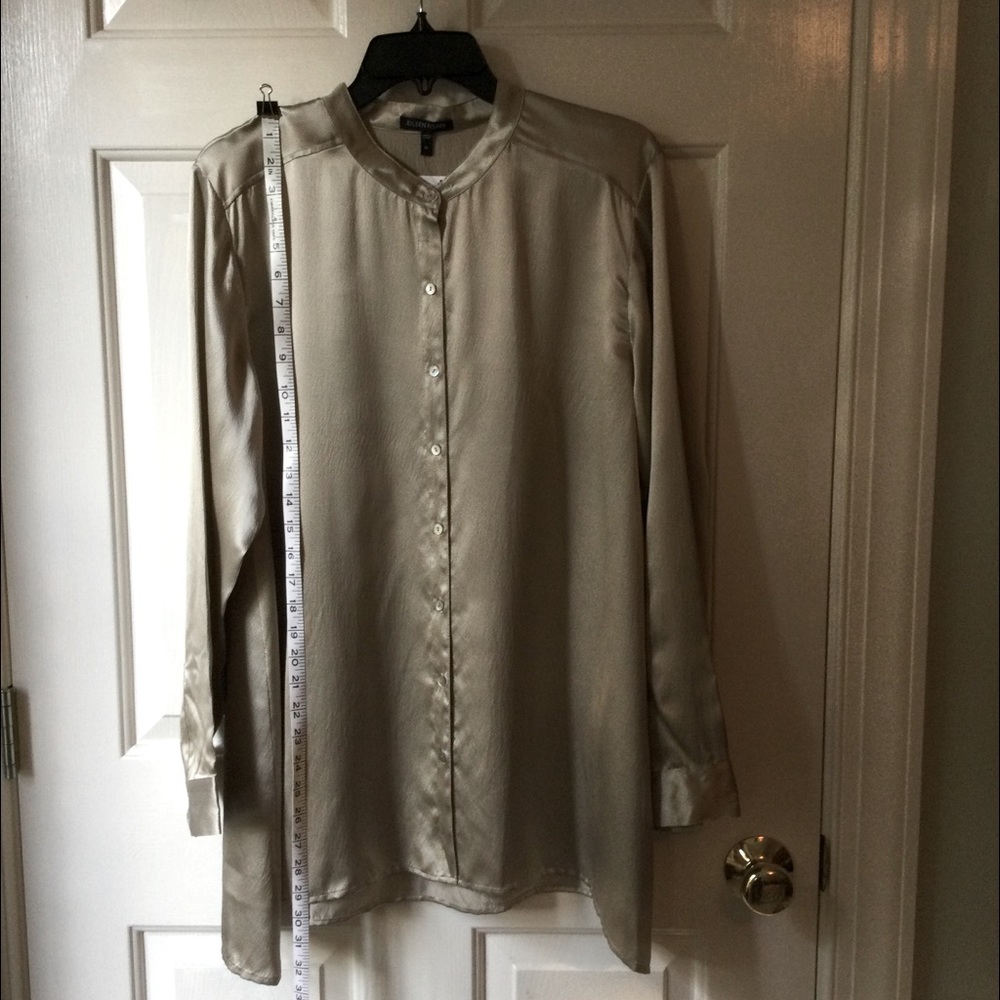 New Eileen Fisher Champagne Hammered Silk Blouse size medium